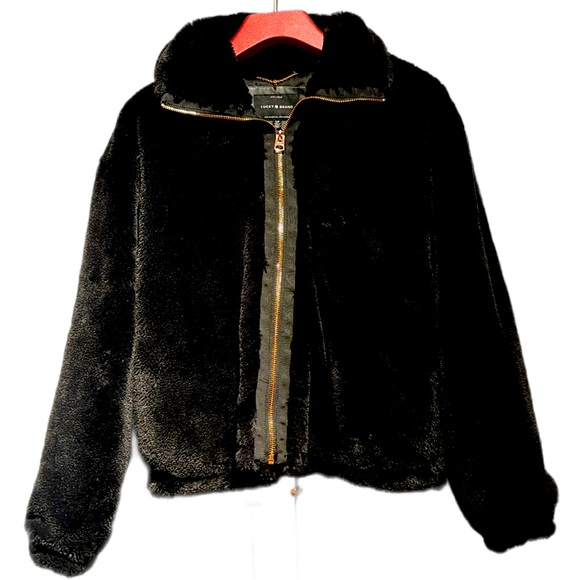 LUCKY BRAND | Black Faux Fur Jacket | Small - Picture 2 of 5